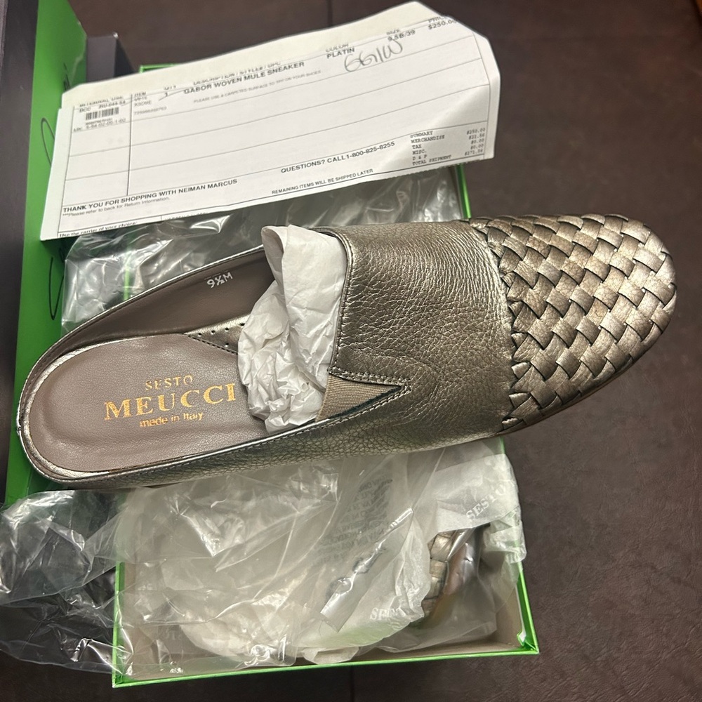 Sesto Meucci Metallic Woven Loafers